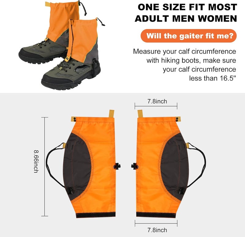 Uponauot Waterproof Gators for Hiking Boots and Shoes Lightweight Adjustable Leg Gaiters for Men Women Gaiters for Hiking Snowshoeing - Image 5